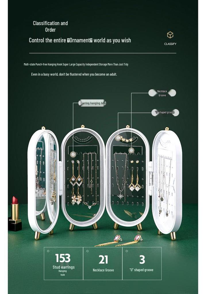 Nordic Style Foldable Jewelry Box with Mirror