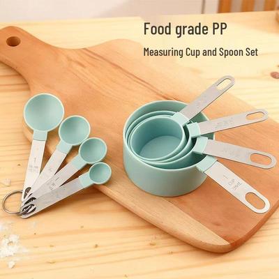 8-Piece Colorful Food-Grade PP Measuring Cups & Spoons with Stainless Steel Handles