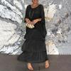 Evenig Dress Layered Scattered Cake Hem Half Sleeves Maxi Dress Bat Sleeves Baggy Round Neck Chiffon Dress for Party Prom