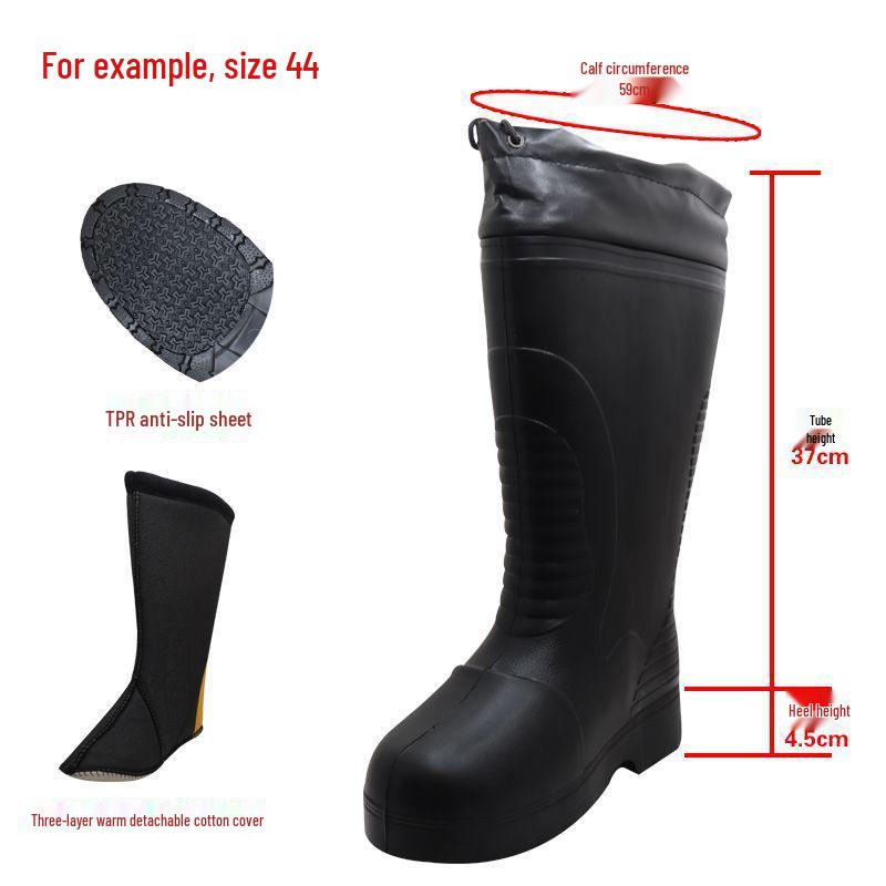 Winter Warm Rain Boots: Removable Washable EVA, Anti-Smash, Thickened for Cold Storage, Fishing, Boats, Non-Slip Work Shoes.