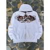 Y2K Skeleton Zip Hoodie 90s Retro Print Loose Fit Streetwear Unisex