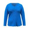 Women's Solid Color Plus Size Cross V-Neck Long Sleeved Pullover T-shirt Top