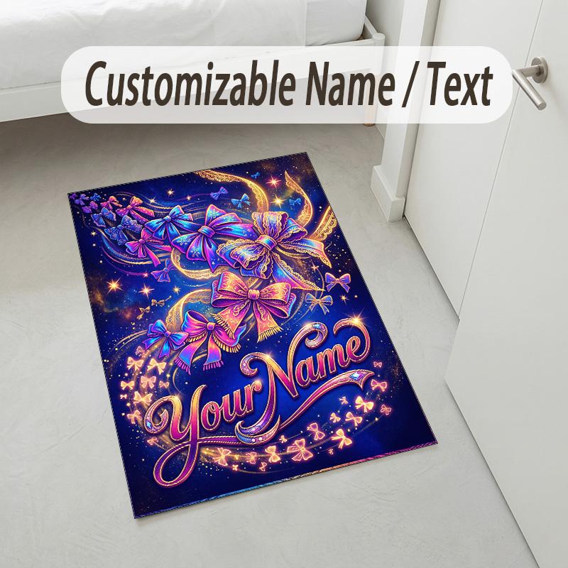 Fantasy Magic Theme Crystal Velvet Rug Personalized Custom Name Text Soft Floor Mat Home Decor