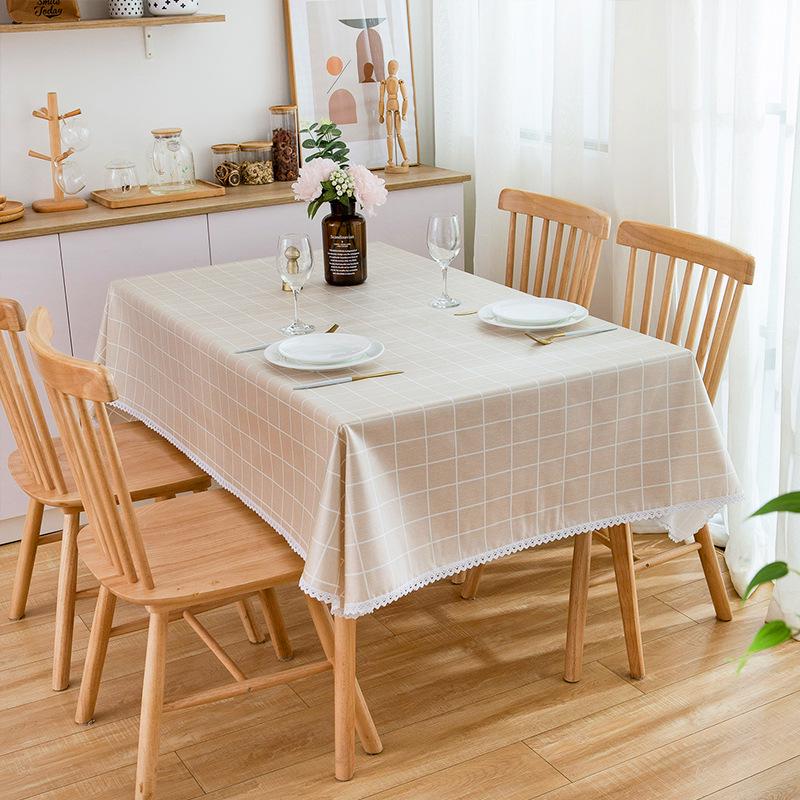 Ins Style Waterproof Wash-Free Plaid Tablecloth for Coffee and Dining Tables