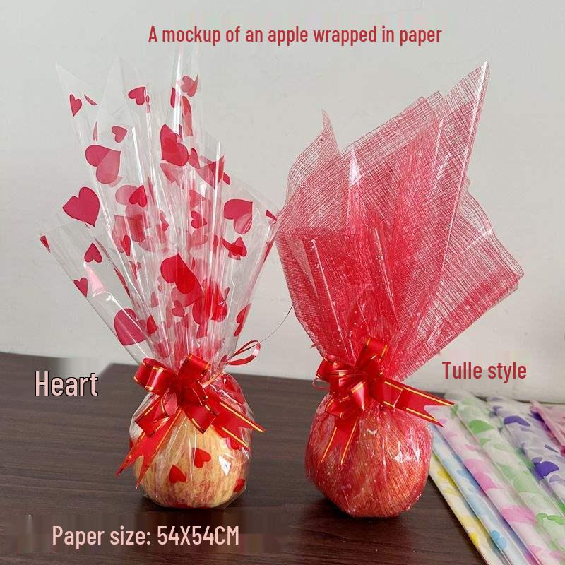 High-End Christmas Eve Floral Wrapping Paper Set with Cellophane and Butterfly Pull Flowers