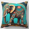 2D Flat- Bohemian Elephant Decorative Throw Pillow Cover Ethnic Style Floral Cushion Case For Home Sofa Bedroom