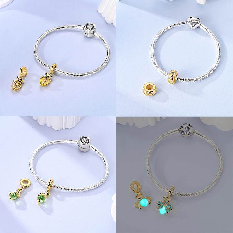 Original Charms Fixed Clamp Beads Copper Golden Bow Leopard Cat Dog Beads Fit Pendant Bracelet Women Jewelry Gifts