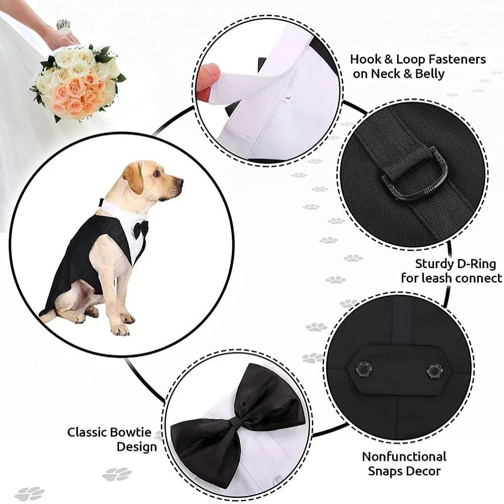 Detachable Design Dog Tuxedo Costume Black/Stripes Dog Formal Shirt  Cosplay Use