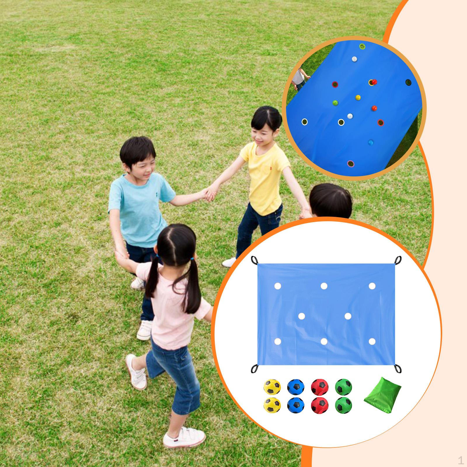 

Hole Tarp Exercise Activities Coordination Interactive Outdoor with Ball Team Building Game for Park небесно-голубой