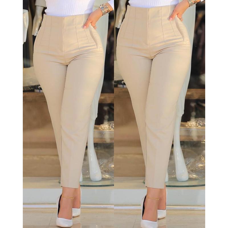 Women's Workplace Atmosphere Artifact, High-waisted Slimming White Nine-point Cigarette Pants