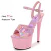 Fashion Shoes for Women 17CM High Heeled Sandals Open Toe Shoes Summer Buckle Strap Platform Party Club Striper Shoes Female Stiletto