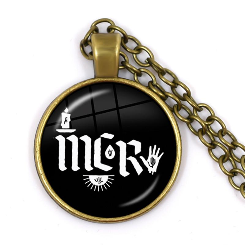Punkové náhrdelníky Rocková kapela My Chemical Romance Kulatá skleněná kopule Kabošon Náhrdelník Módní Fanoušci Článkový řetěz Šperky