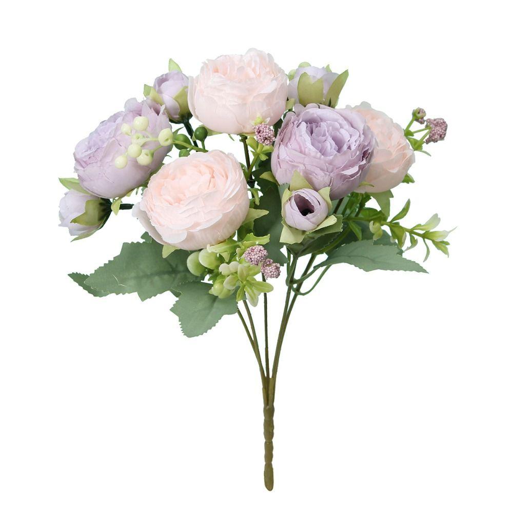 Elegant Pink Small Peonies White Rose Realistic Artificial Flowers Beautiful Fake Flowers Wedding Garden