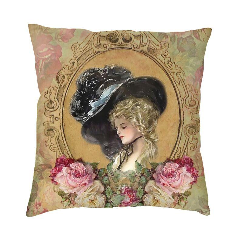 Victorian Angel Square Pillow Cover Home Decorative Vintage Angel Cushion Cover Throw Pillow For Sofa Double-Sided Printing