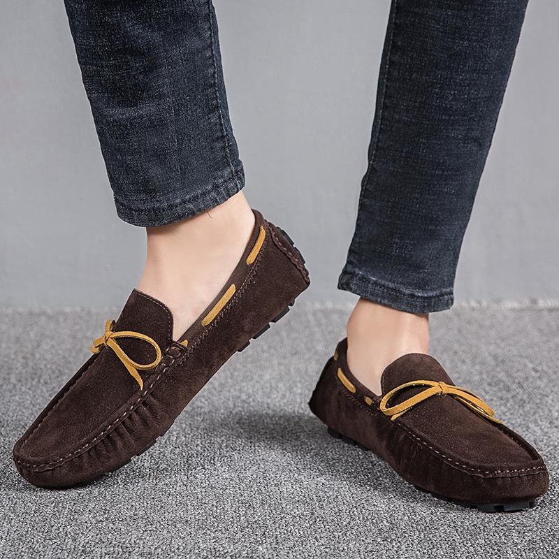 Damen Komfort Flats Casual Slip on Herren Mokassins Loafer Fahrschuhe Unisex Übergröße Wildlederschuhe Grün
