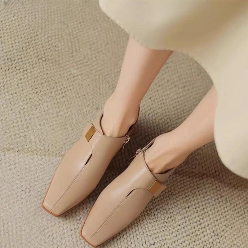 Fashion Women's High Heels New Zipper Square Heel Pointed Toe Ankle Boots Dress Ladies Heeled Shoes for Women Botas De Mujer