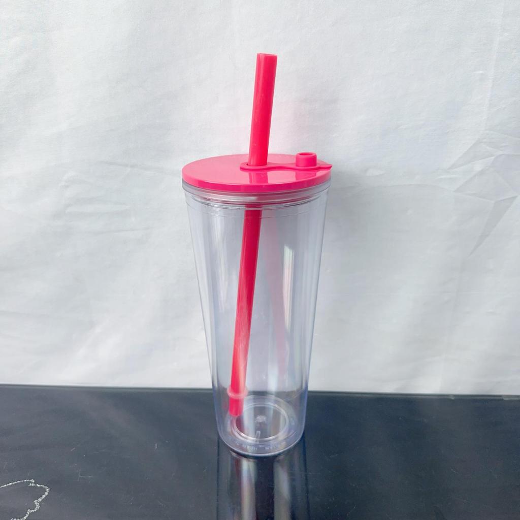 Tazza da viaggio in paglia a doppio strato da donna 2024 con coperchio, Tazza da tè Boba da 24 OZ