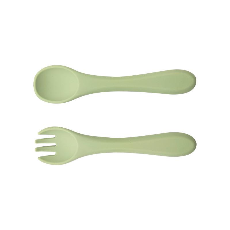 Multi-Color Silicone Baby Fork & Spoon Set - Teething-Friendly Training Cutlery
