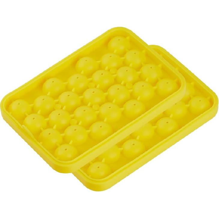 2 PCS Round Ice Cube Mold with Lid for Freezer Stackable Round 25-Ball Silicone Ice Ball Mold Easy to Release, Small Ice BPA-Free Trays for Freezer