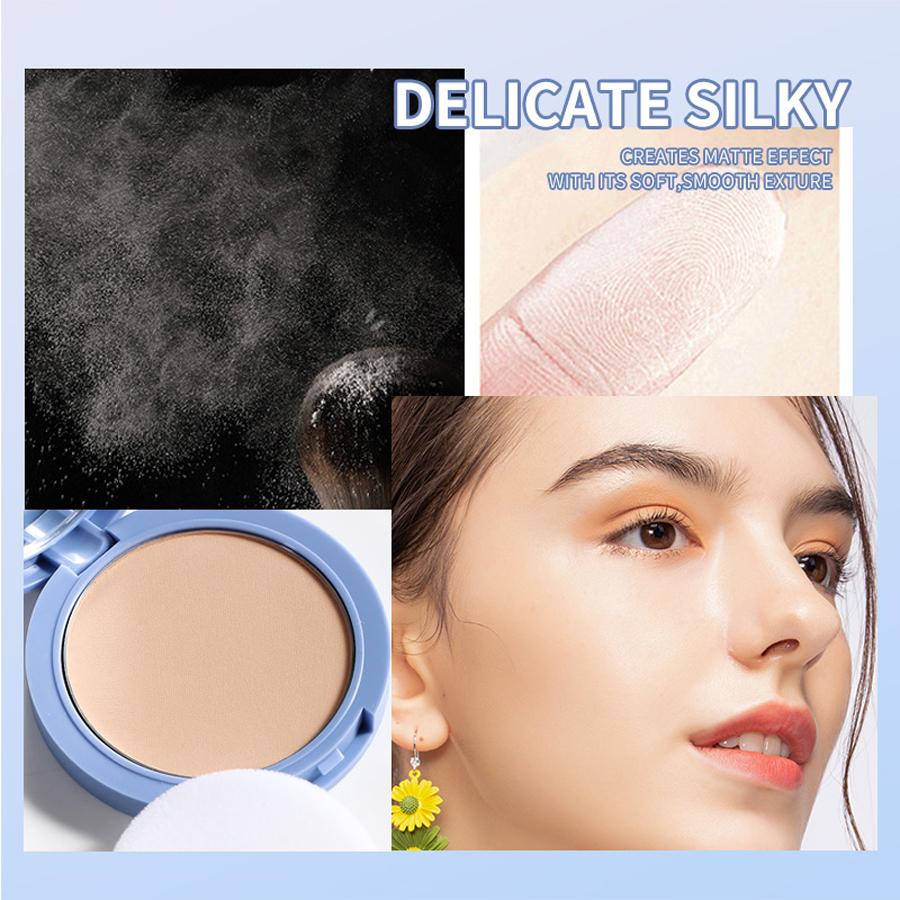 Oil Control Face Powder Matte Waterproof Setting Powder + Matte Lipstick Makeup Set