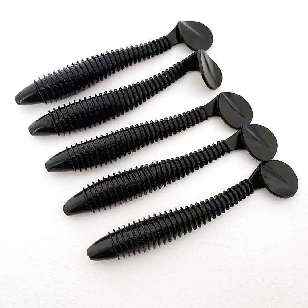 12cm Two-Color Threaded T-Tail Sinking Soft Lure for Sea and Boat Fishing