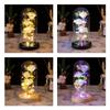 LED Rosenlicht Rose im Glas auf Holzsockel Künstliche Rosenblume Licht Konservierte Rose mit LED-Licht