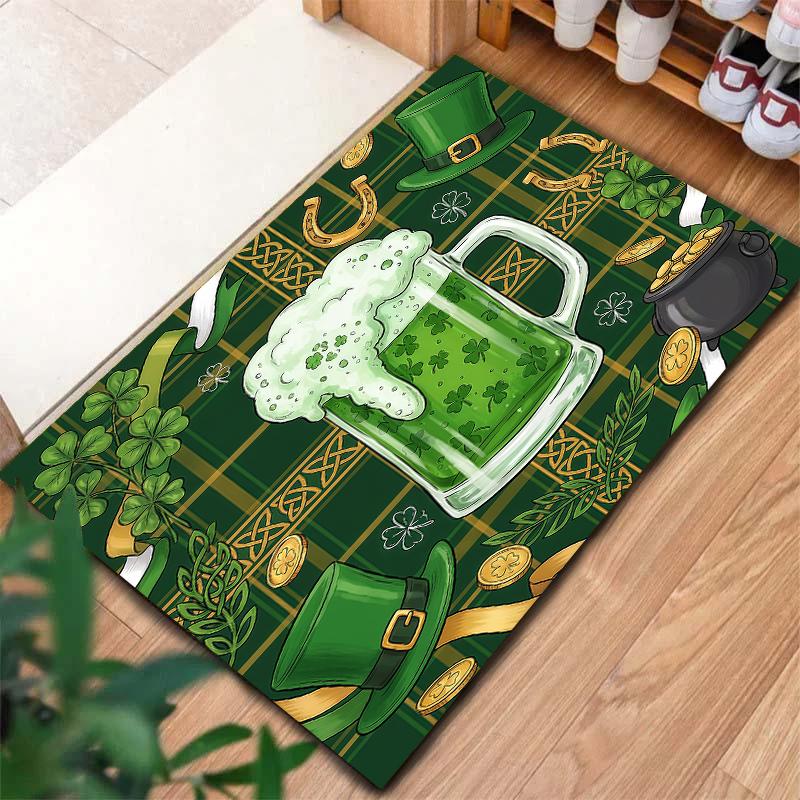 St.Patrick's Day cloverPattern Square Carpet,Area Rug,Carpet Rug for Living Room Bedroom Sofa Playroom Decor,Non-slip Floor Mat,Holiday Birthday Gifts
