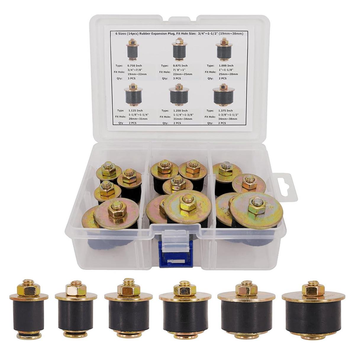 New 14Pcs Neoprene Rubber Expansion Plug 3/4in 7/8in 1in 1-1/8in 1-1/4in 1-3/8in,Automotive Rubber Freeze Frost Plug China Mainland