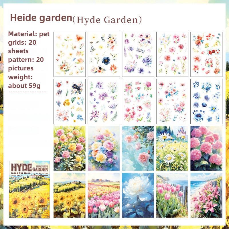 

20sheets Floral Scrapbook PET Vintage Stickers for Scrapbooking Supplies Aesthetic Junk Journal Journaling Craft