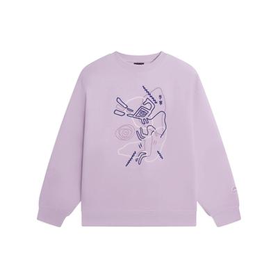 Li Ning Sports Lifestyle Series Chang Le Wei Yang Pattern Printed Round Neck Long Sleeve Sweatshirt Women Sweatshirt Lotus-Pink-Purple AWDSB68-3