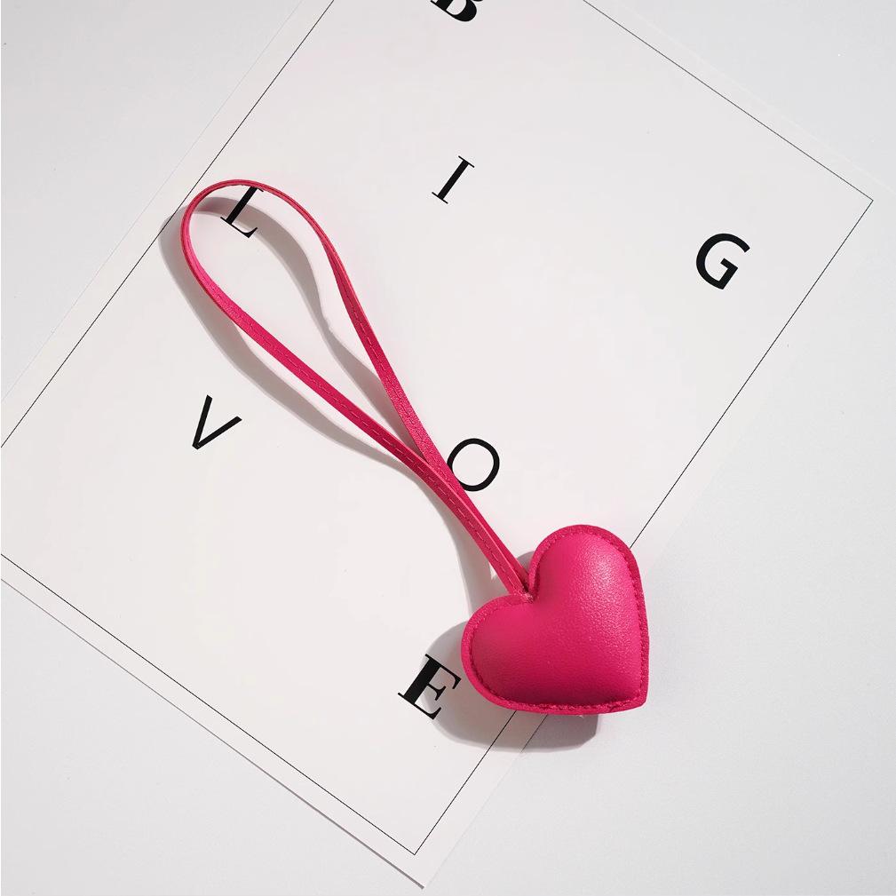 DIY Leather Heart Keychain: Peach Heart Bag Pendant and Backpack Ornament