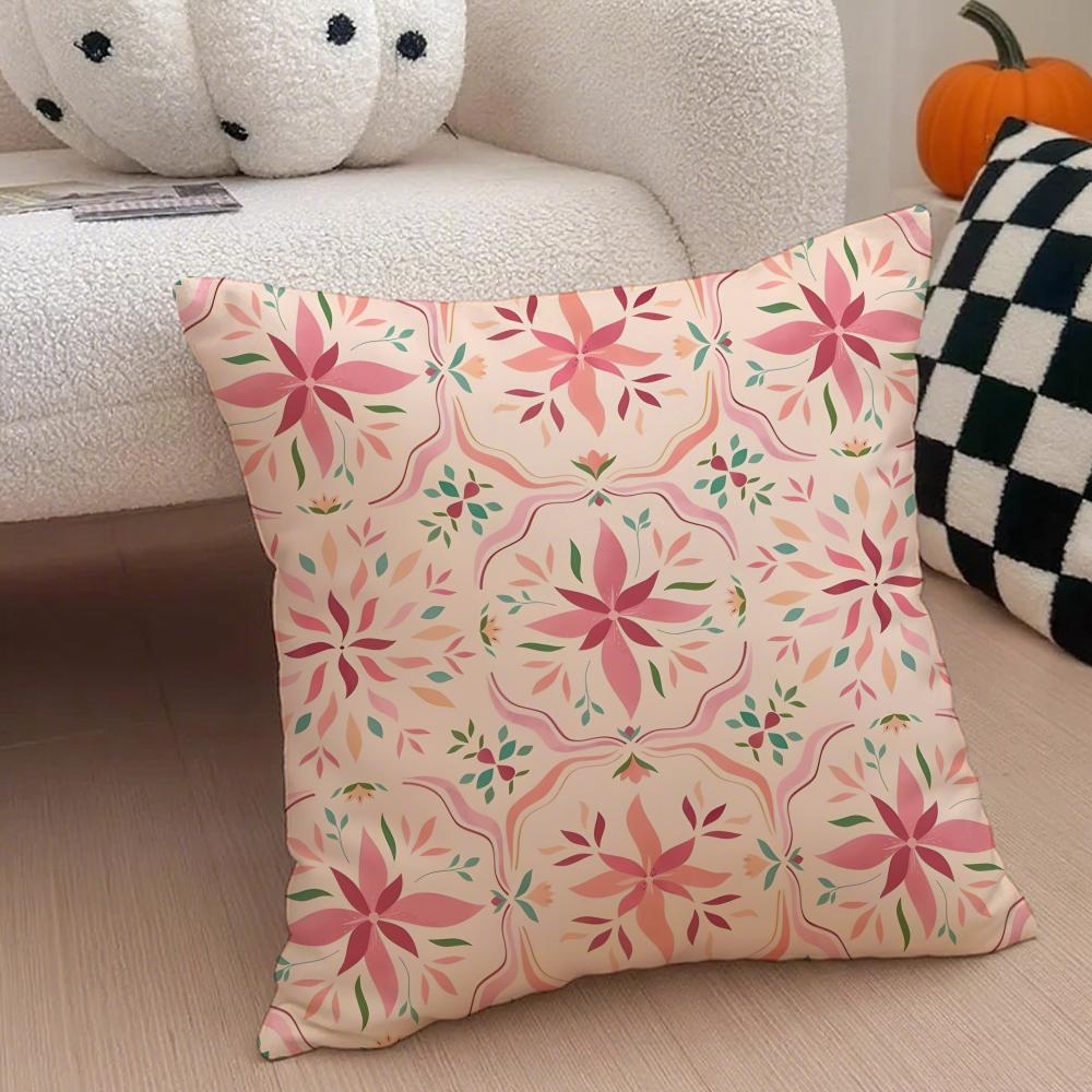 Indonesia Batik Cushion Cover Throw Pillow Cover Hidden Button Durable Polyester Chair Cushion