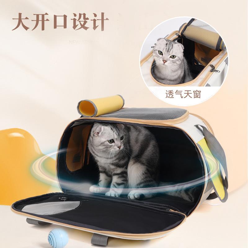 New Large Capacity Foldable Double Shoulder Cat Bag for Outdoor Use, Portable Single Shoulder Pet Bag with Diagonal Cross