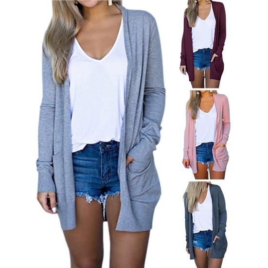 Neformální cardigan Solid Univerzální dlouhý kabát Cardigan Plus velikosti do kanceláře