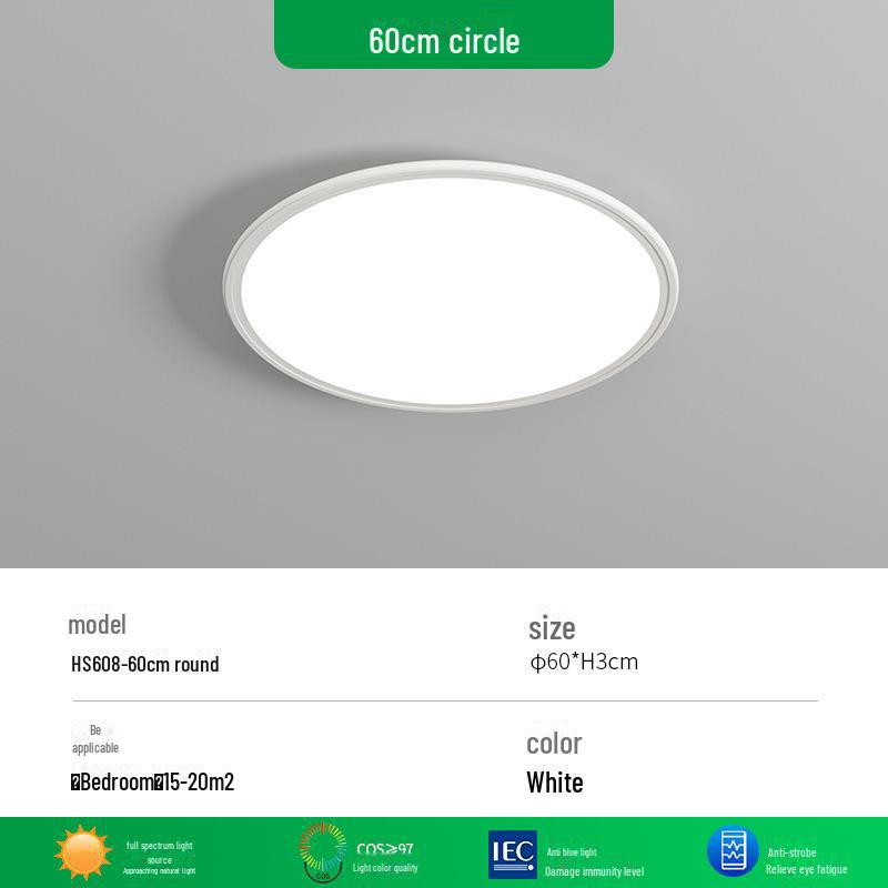 High-End Ultra-Thin Full Spectrum Round Ceiling Lamp for Living Room, Hall & Bedroom