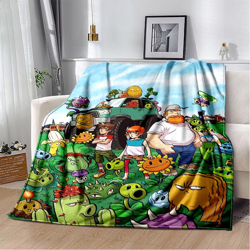 P-Plants vs. Z-Zombies Game Blanket Sofa Office Nap Peashooter Blanket Student Dormitory Bed Cover Customizable