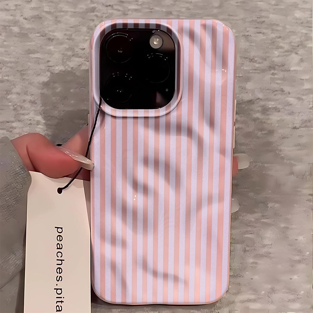 Light Colored Stripes Phone Case For Iphone 17 Air 16 15 14 11 13 12 Pro Max Vintage Stylish Anti-Drop Trendy Protective Cover