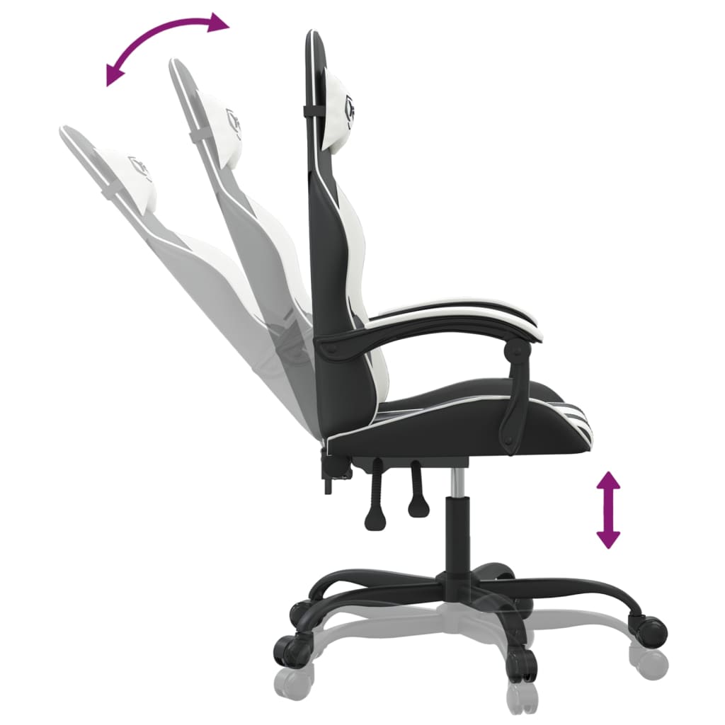 Gaming Chair Black and White Artificial Leather