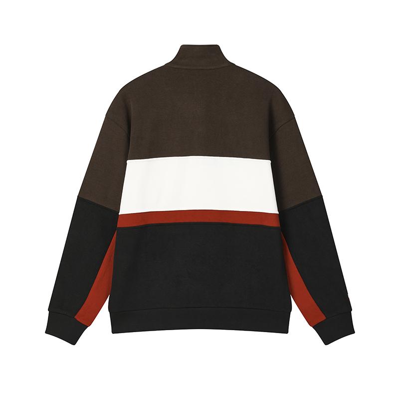 FILA Original Fashion Classic Retro Sports Style Casual Trendy Striped Color Block Comfortable Versatile Half-Zip Loose Sweatshirt F11M619211FBN