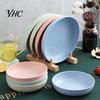 Plastic Plates Dinner Plate Solid Color Smooth Surface Easy Cleaning Microwave Safe Food Grade Tableware Round Shape Home Anti-Slip Base Dish Kitchen