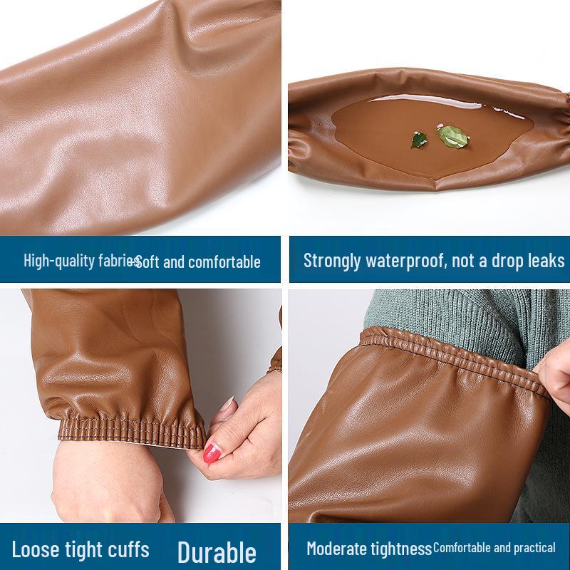 Black PU Leather Extra Large Waterproof Work Oversleeves for Adults