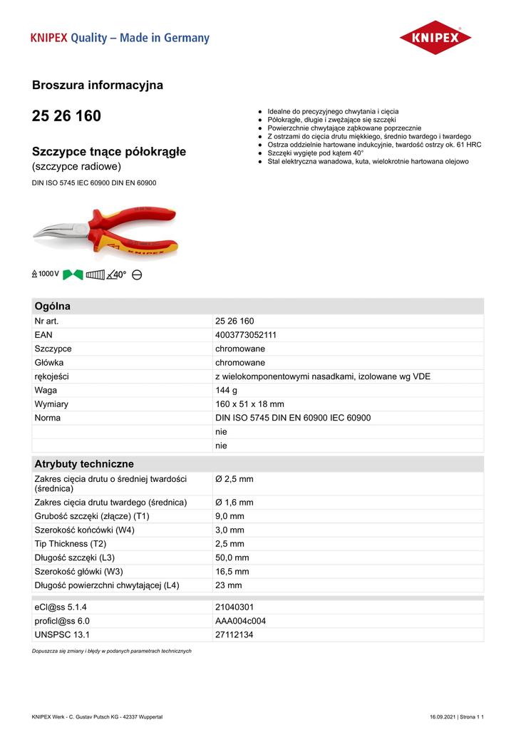 Insulated Cutting Pliers Half-Round Bent 160Mm - Kn 25 26 160