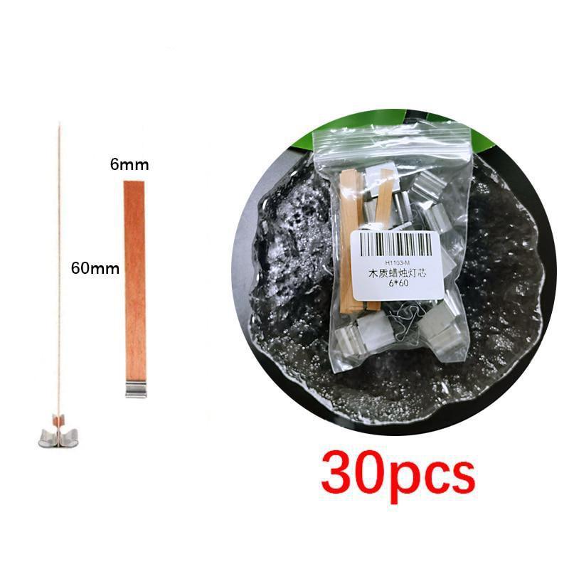 30 Pcs Candles Making Supplies Kit DIY Wooden Wicks Cores with Iron Base