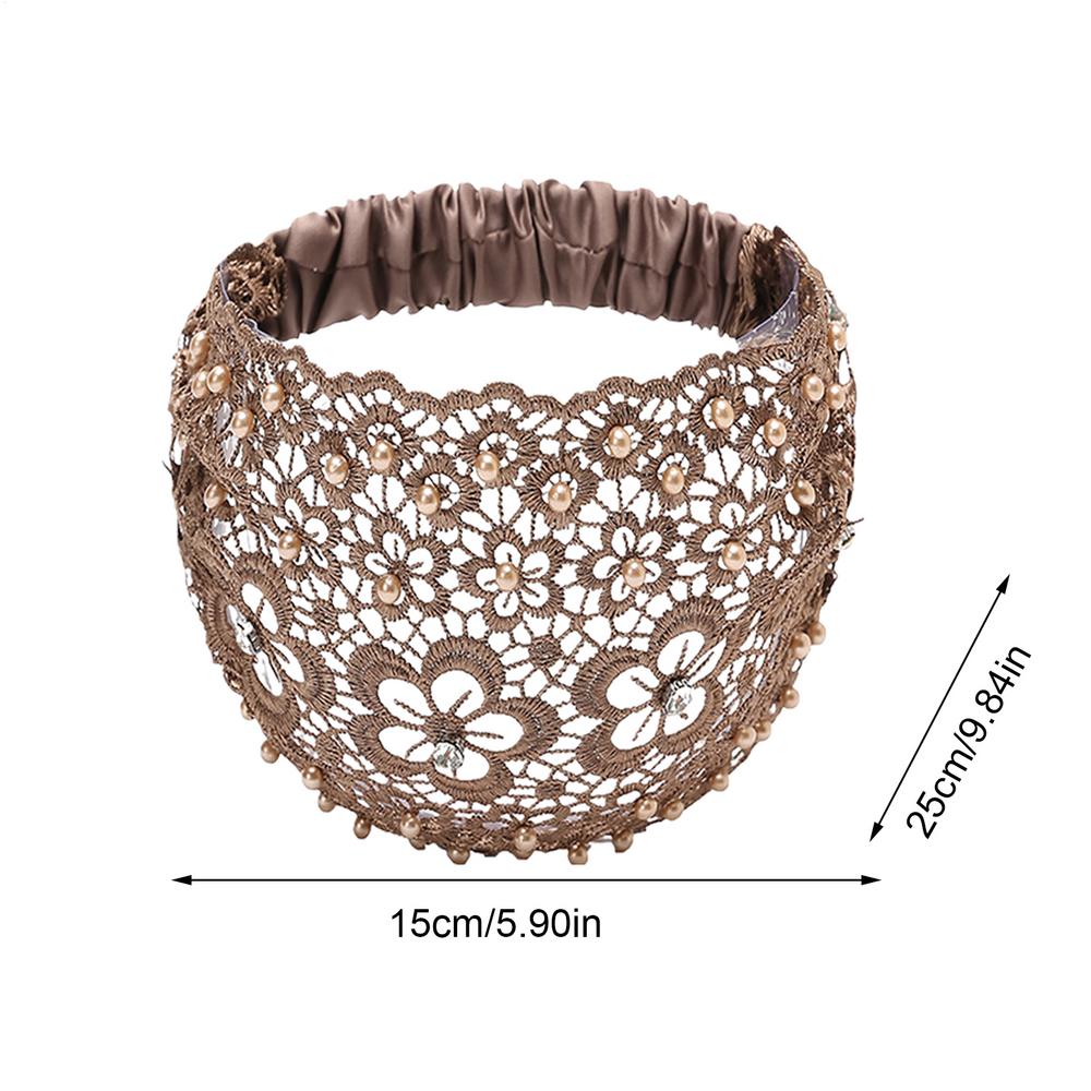 new Solid Color Lace Elastic Headbands Fashion Fabric Bow Wide Headband Hair Accessories For Women Party Headwear