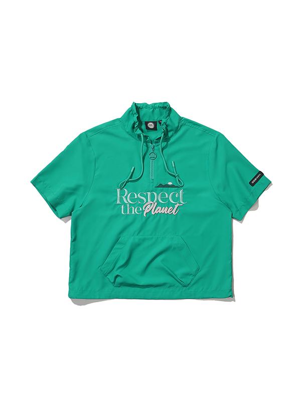 Bbc Earth [Albert] Planet Embroidered Short Sleeve Anorak_Green