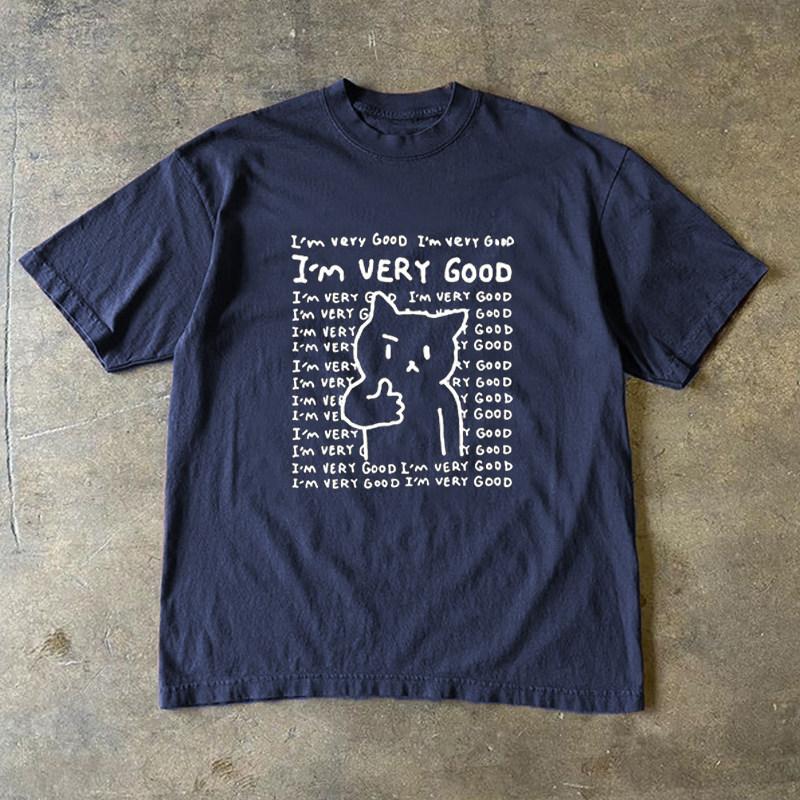 Loose Fit Cotton Tshirt Short Sleeve Double Thread 3a260g American Retro Style Unisex Breathable Comfortable Printed Tee