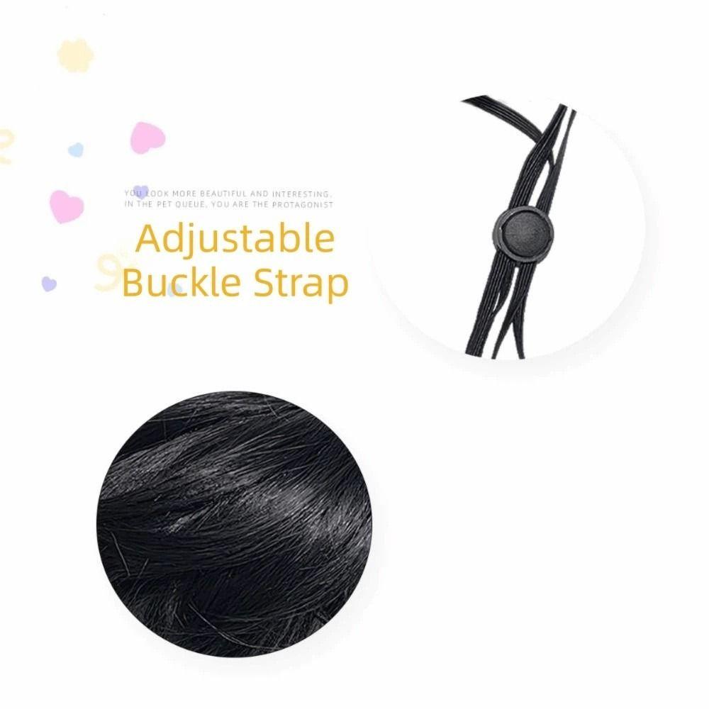 Black Double Ponytail Pet Hairpiece Funny High Temperature Fiber Animal Wig Realistic Universal Cosplay Wig Party Dress Up