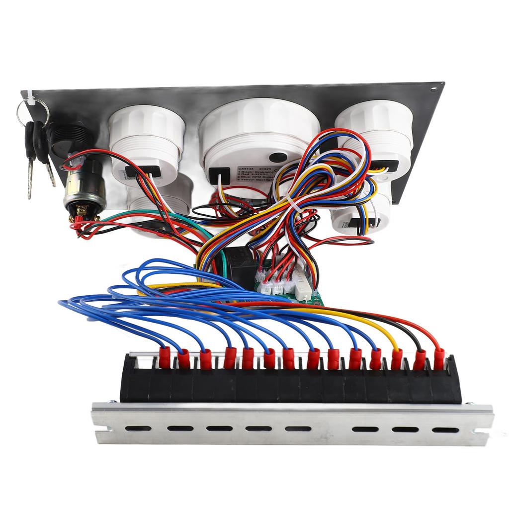 5 Gauge Set Instrument Panel 12V 7 Colors Oil Level Water Temperature Oil Pressure Voltage Display for Marine Boat