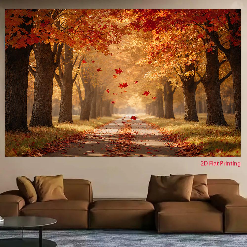 2D Plane 1 Piece of Autumn Forest Path Colored Leaves - Vibrant Autumn Leaf Design