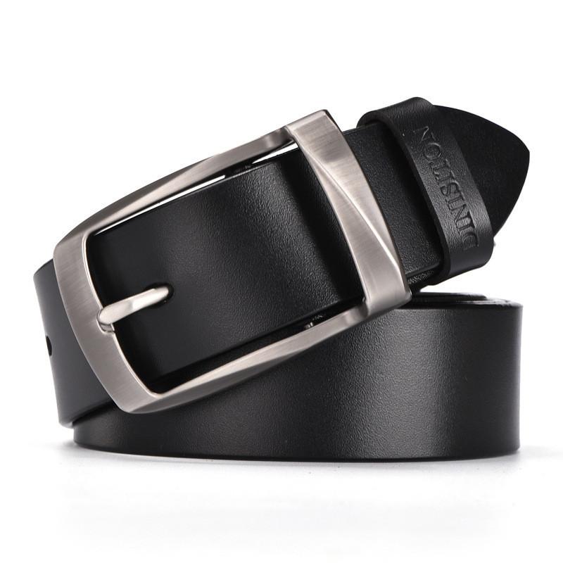 Retro Two-layer Cowhide Leather Belt With Alloy Pin Buckle In Various Colors And Lengths